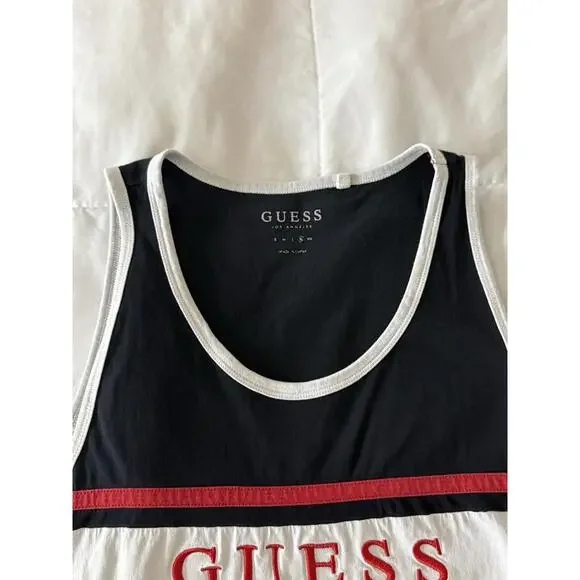 Guess Logo Printed White Tank Top T-Shirt Size X-Large - Picture 4 of 6